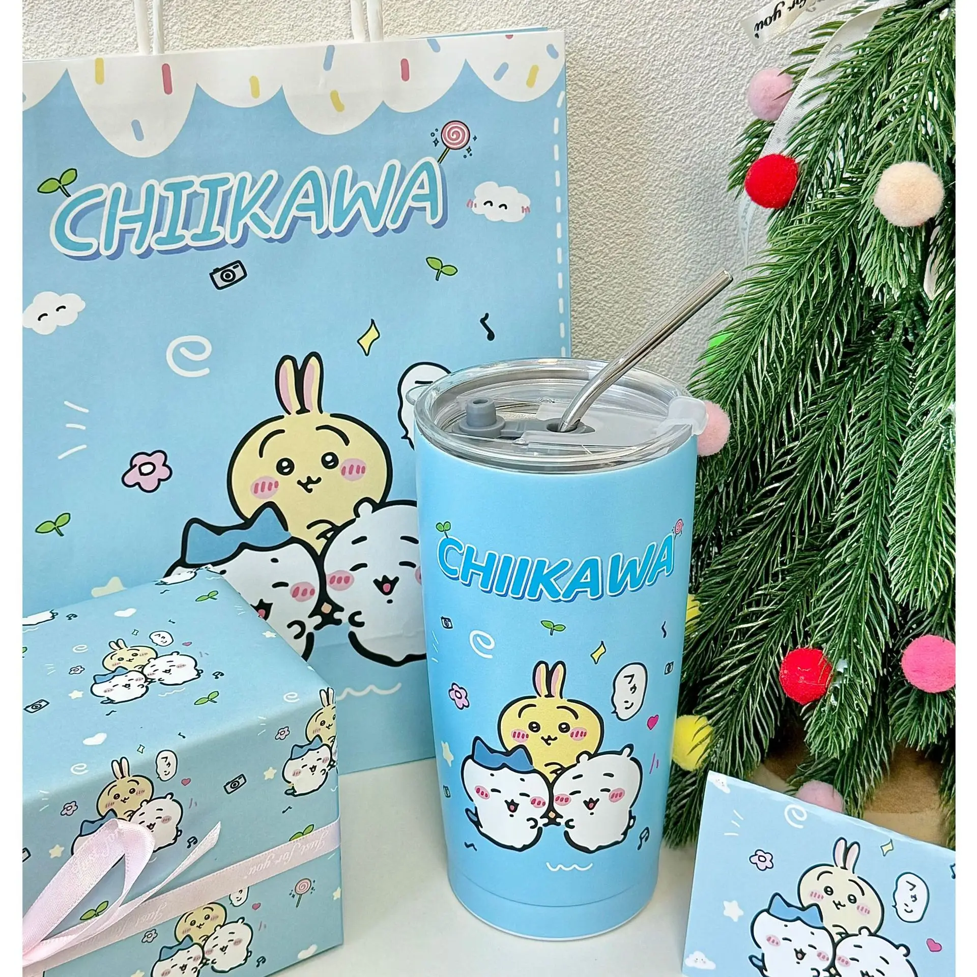 

치이카와 Cartoon Water Cup Cute Chiikawa Hachiware Usagi Sippy Cup Stainless Steel Large Capacity Outdoor Water Cup Kids Gifts