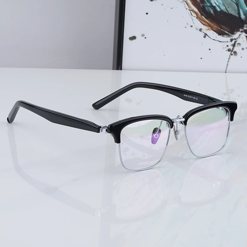 النمط الياباني خلات التيتانيوم مربع إطارات النظارات غطاء الوجه مع الحاجب إطار النظارات رجال الأعمال النظارات M-96