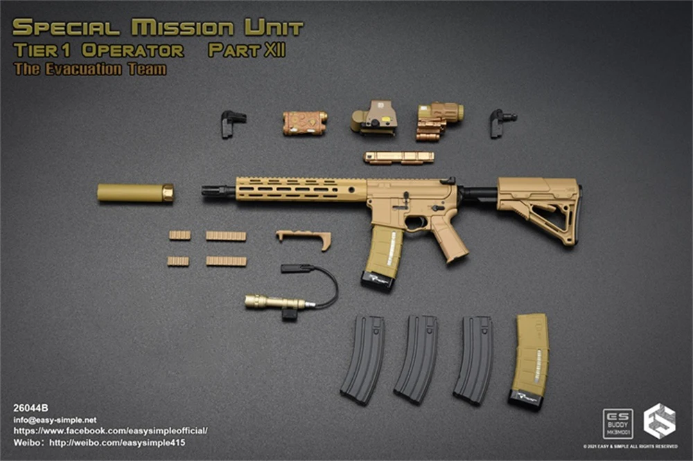 1/6 Easy&Simple ES 26044B Special Mission Unit Tire 1 Operator Evacuation Team Part Main Weapon SR-16 Model For 12inch Action