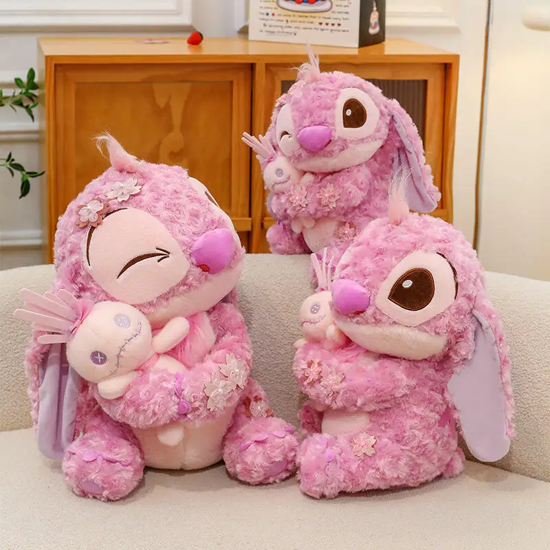 

Sanrio Stitch Plush Doll Kawaii Cherry Blossom Series Plush Pillow Home Decoration Sofa Pillow Children Birthday Gift