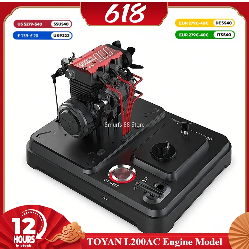 

Модель двигателя TOYAN FS-L200AC, линейный 2-цилиндровый 4-тактный двигатель объемом 7 куб.см, готовый продукт с воздушным охлаждением и базовыми радиоуправляемыми игрушками