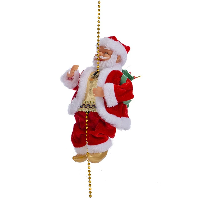 Santa Claus Climbing Beads Electric Climb Up And Down Climbing Santa With Light And Music Decorations