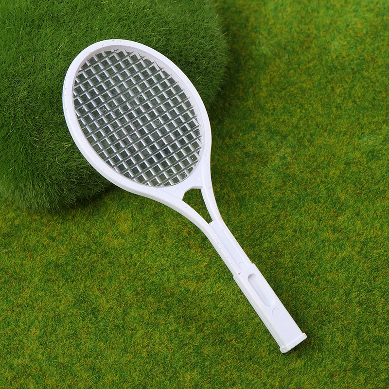 1pc Plastic Mini Tennis Racket Dollhouse Accessory Miniature Tennis Racket Sport Tennis Model Doll Tennis Racket