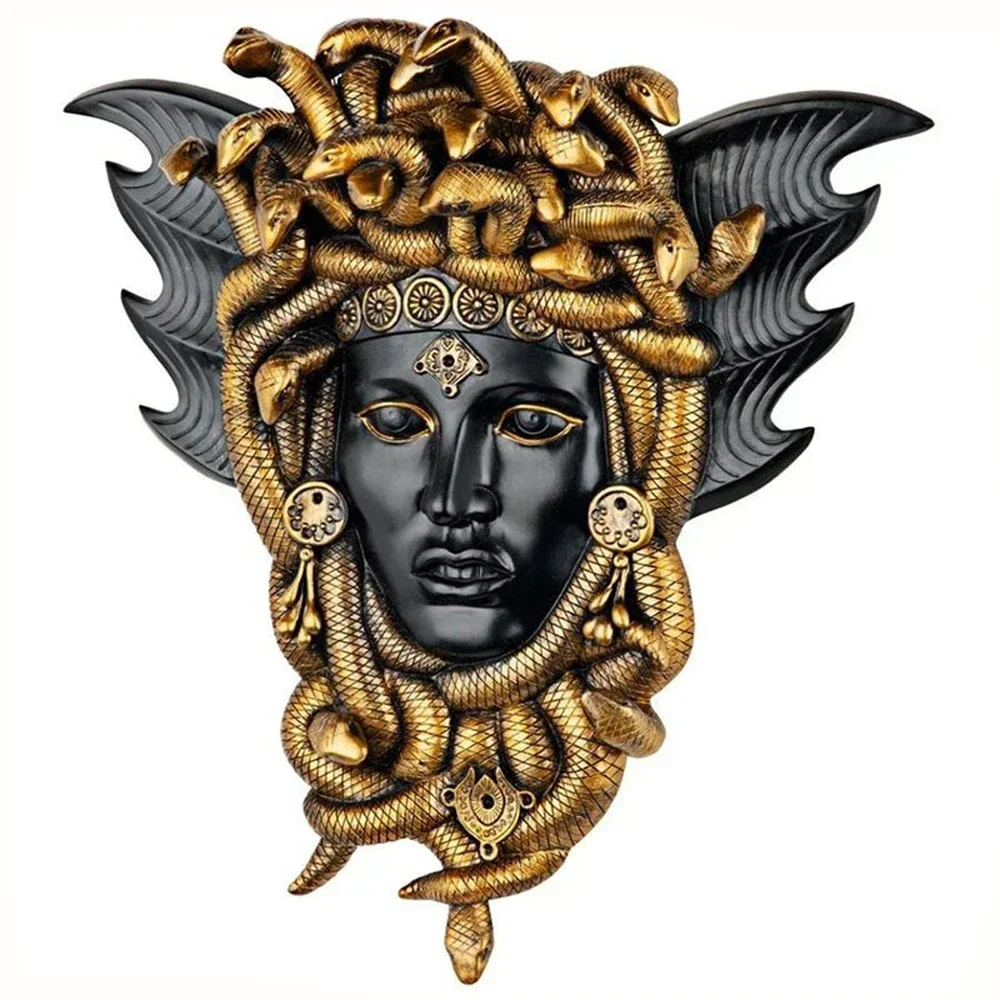 Medusa Greek snake head wall plaque resin wall sculpture home decorations