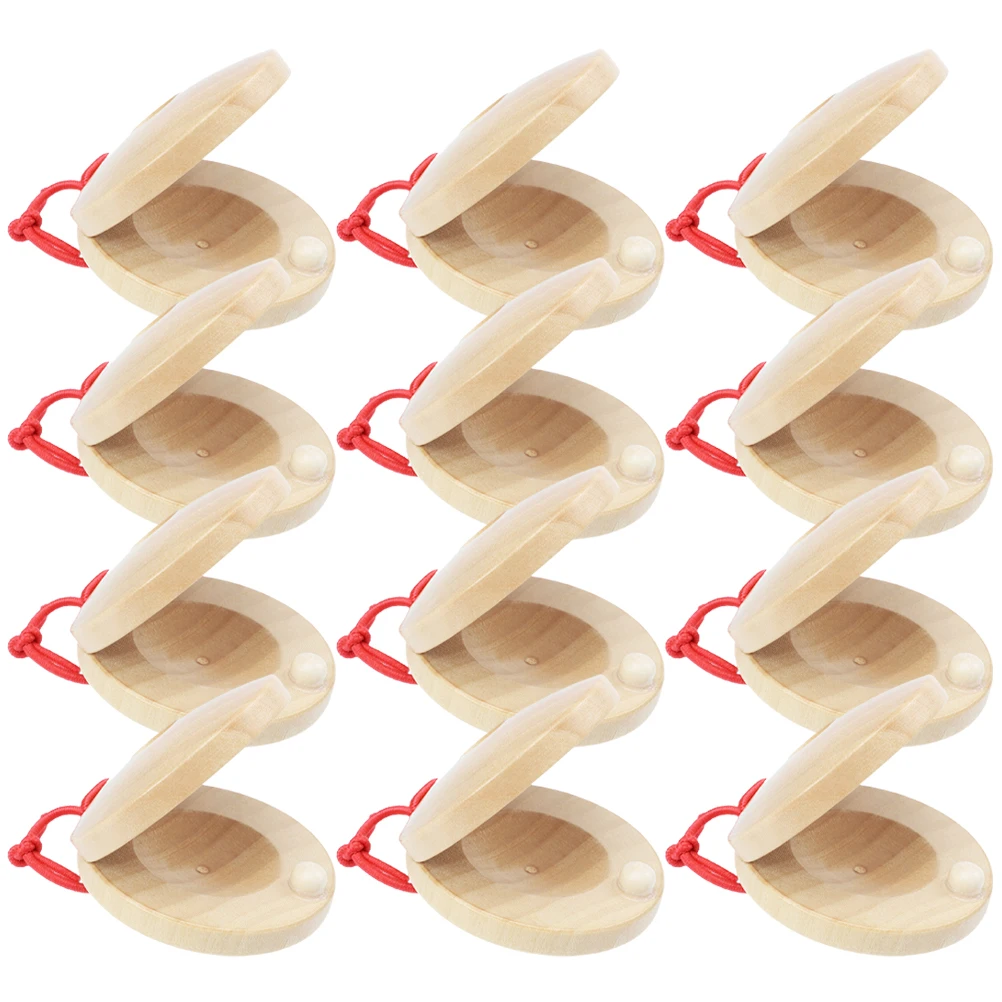 12 Uds castañuelas de madera ritmo niños pequeños chico niños instrumentos musicales otros juguetes educativos
