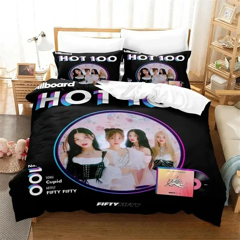 KPOP FIFTY FIFTY Merch Cupid Album Bedding Set Boys Girls Twin Queen King Size Duvet Cover Pillowcase Bed boys Adult