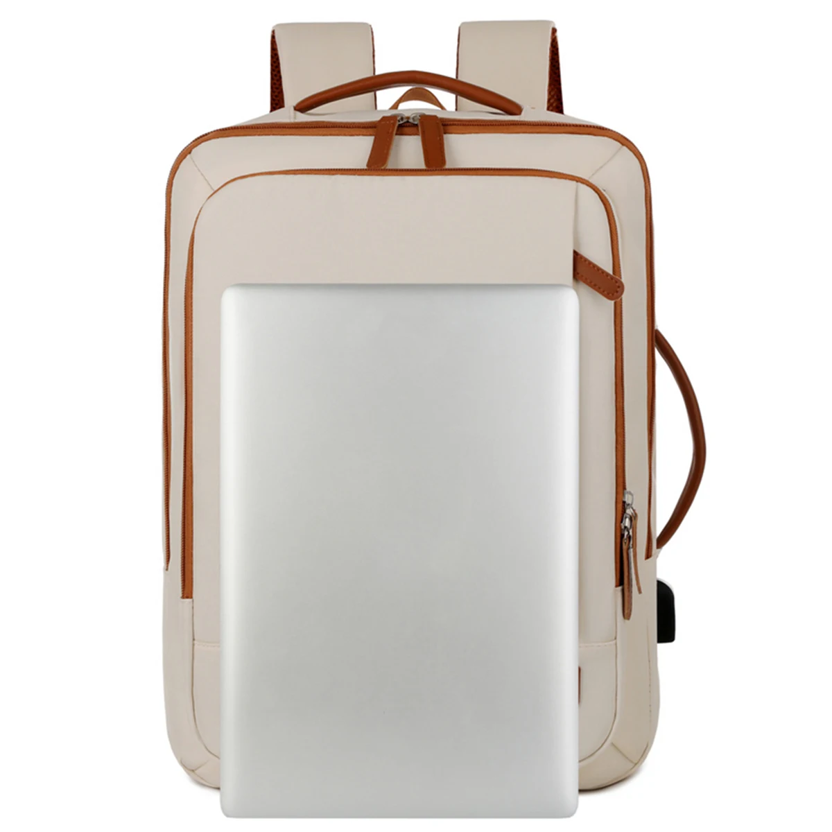 حقيبة ظهر أكسفورد قابلة للتوسيع مع جيوب رطبة وجافة - حقيبة كمبيوتر محمول متعددة الأغراض ومنفذ USB وسحابات مزدوجة لحقيبة أمتعة سفر الأعمال