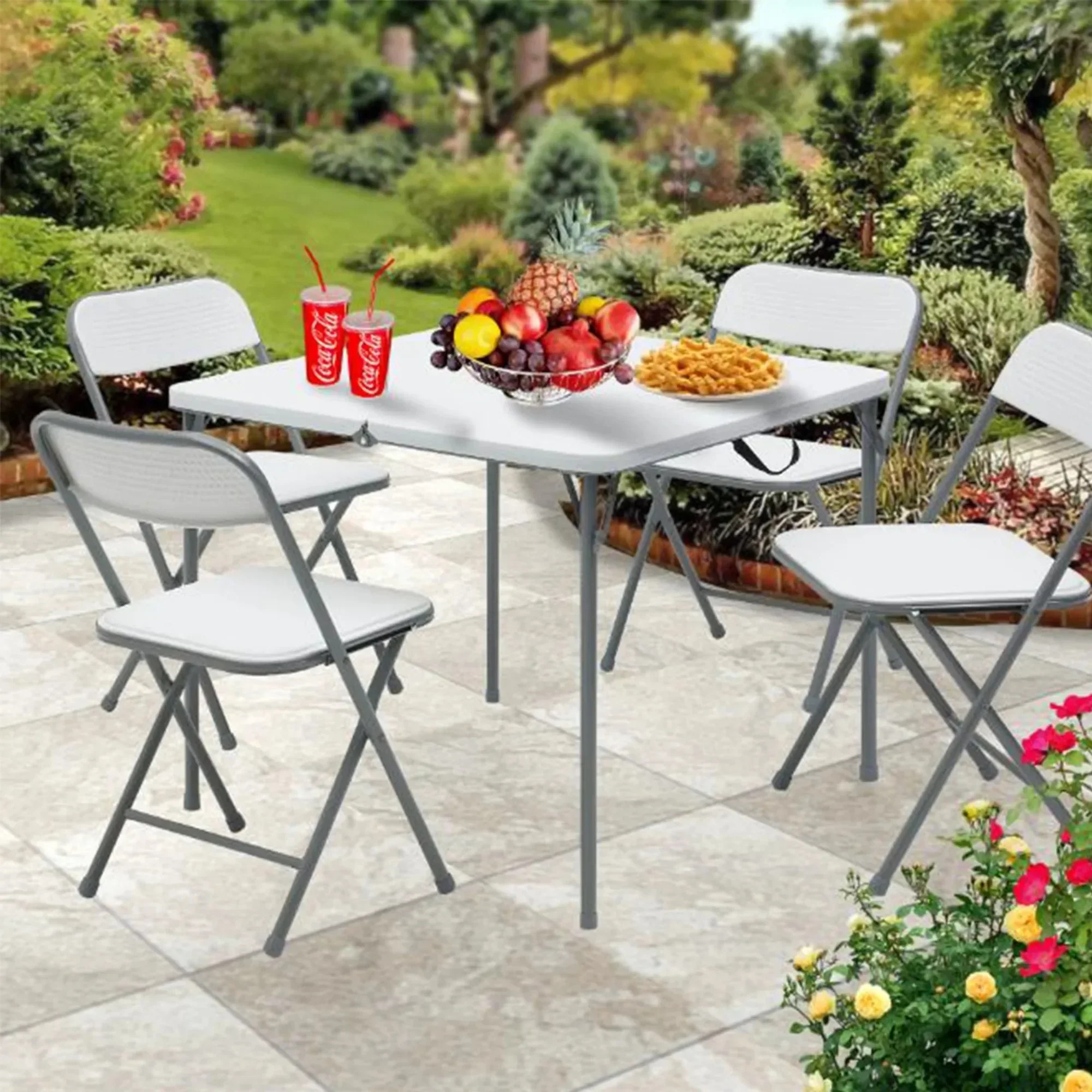 

34" Square Resin Fold-in-Half Table, White