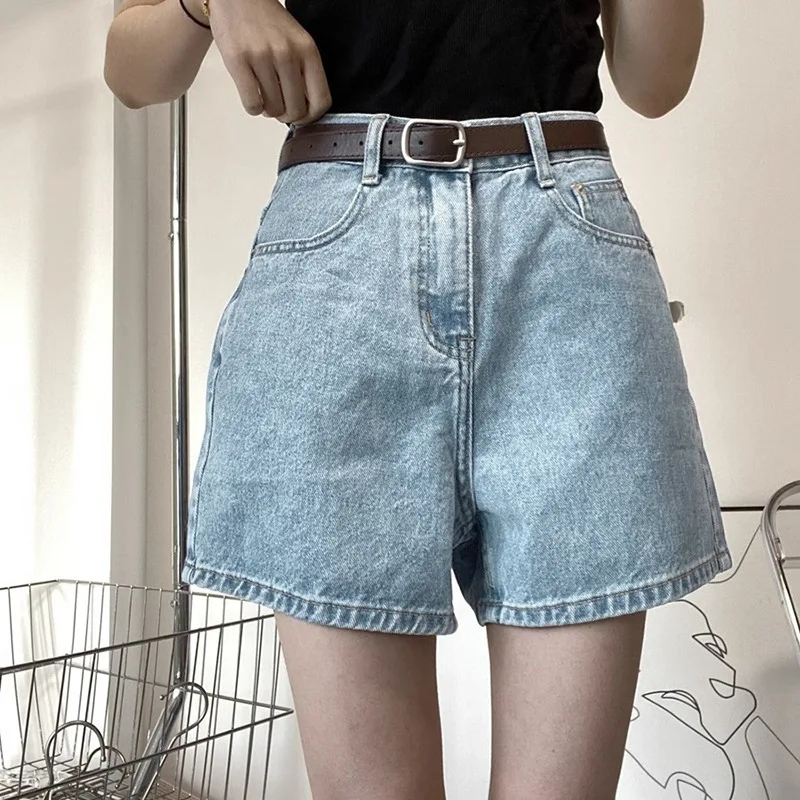 Short en jean Simple à jambes droites pour femmes, taille haute, épicé, décontracté, ample, amincissant, jambes larges, nouvelle collection été