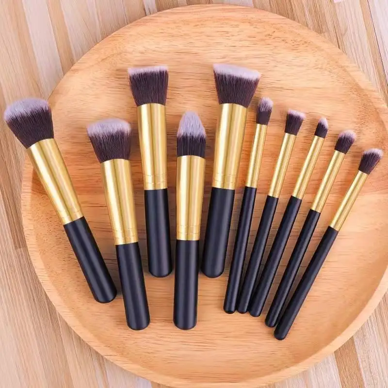 

10PCS Wooden Handle Makeup Brushes Set for Eyeshadow Blush Eyeliner Highlighter, Portable Cosmetic Tools