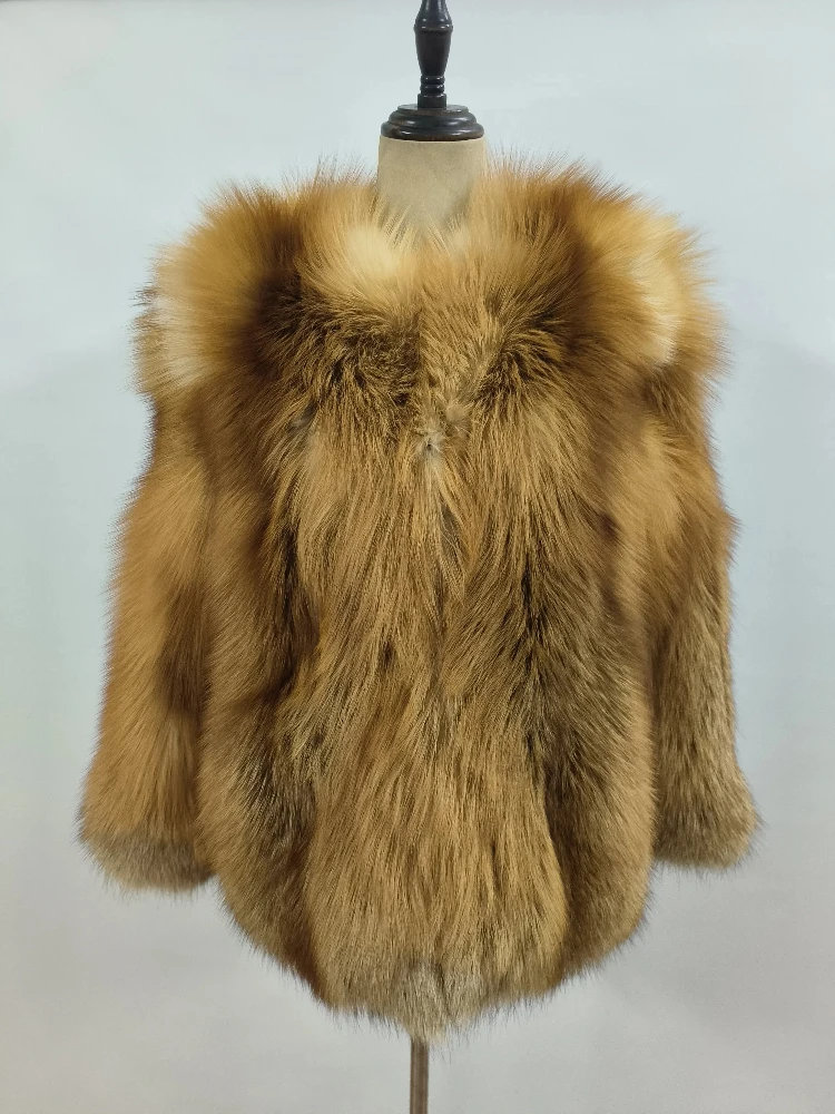 

High Quality Wholeskin Natural Fur Jacket Fashion Women Real Fox Fur Coat Ladies Luxury Outerwear Winter Long Sleeves Overcoat