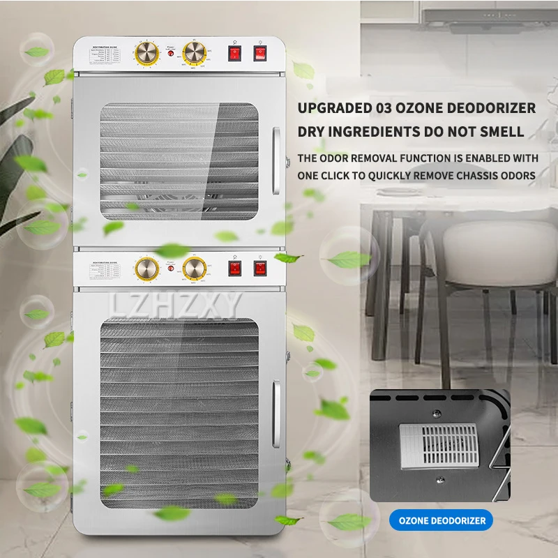 Deshidratador de alimentos de 25 bandejas, deshidratadores comerciales de acero inoxidable, secador para frutas, carne, ternera, carne seca, hierbas con temporizador ajustable