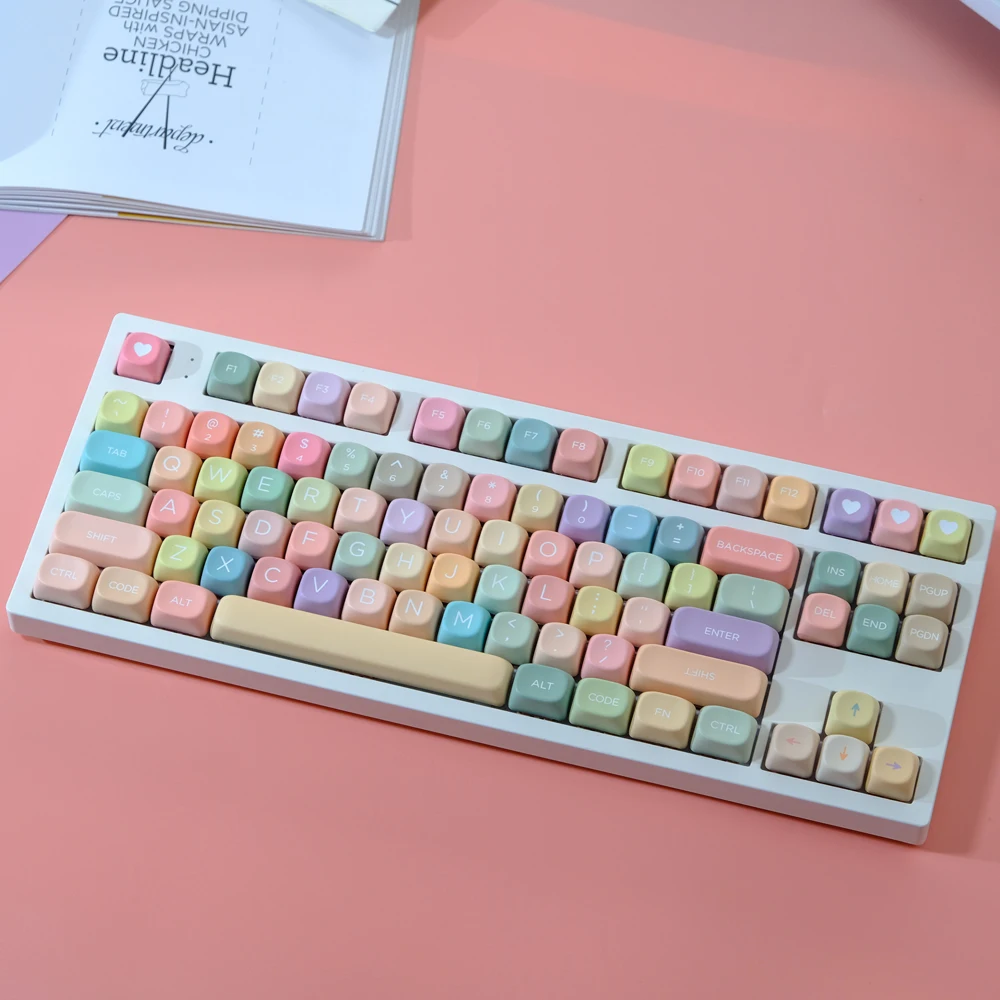 1 Set Candy Cute Round Keycaps PBT Dye Sublimation Keycap MOA Profile Key Caps For Keychron Q2 K2 Anne GH60 GK64 Poker 75