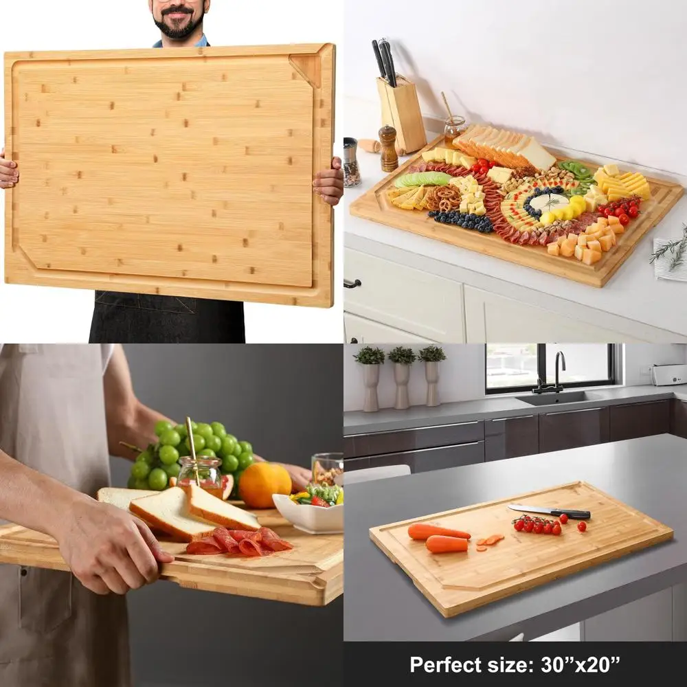 

Большая бамбуковая разделочная доска с ручкой, паз для сока, кухонная разделочная доска, доска для заваривания над раковиной