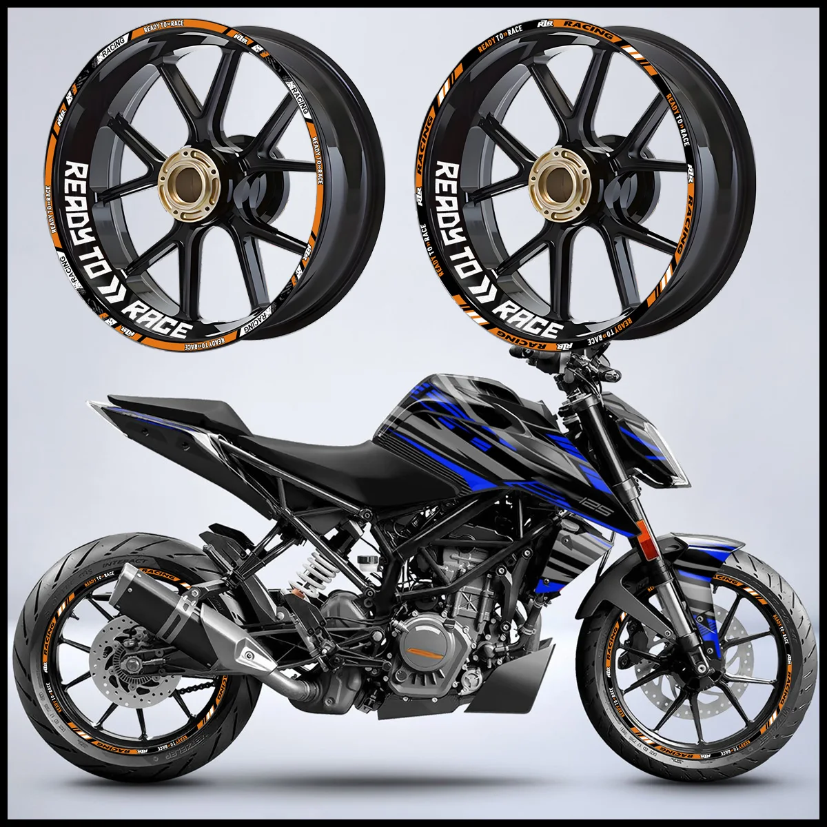 READY TO RACE Adventure Decals Reflective Vinyl Motorcycle Wheel Hub 17