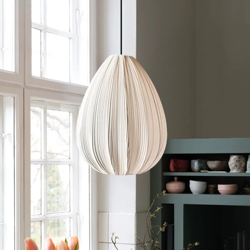 Japanese Wabi-Sabi Pleated Fabric Led Pendant Lights For Dining Room B&B Chandelier Lighting Home Decoration Study Bedroom Lamps