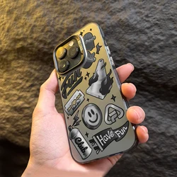 Luxury Newspaper graffiti Matte Hard Back Phone Case For iPhone 15 Pro Max 14 Plus 13 12 Mini 11 XS X XR 7 8 Clear Bumper Cover