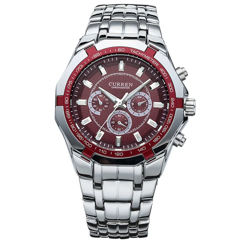 CURREN 8084 Watch Luxury Fashion Men's Quartz Watch Silvery Stainless Steel Strap Analog Display Wristwatch for Male