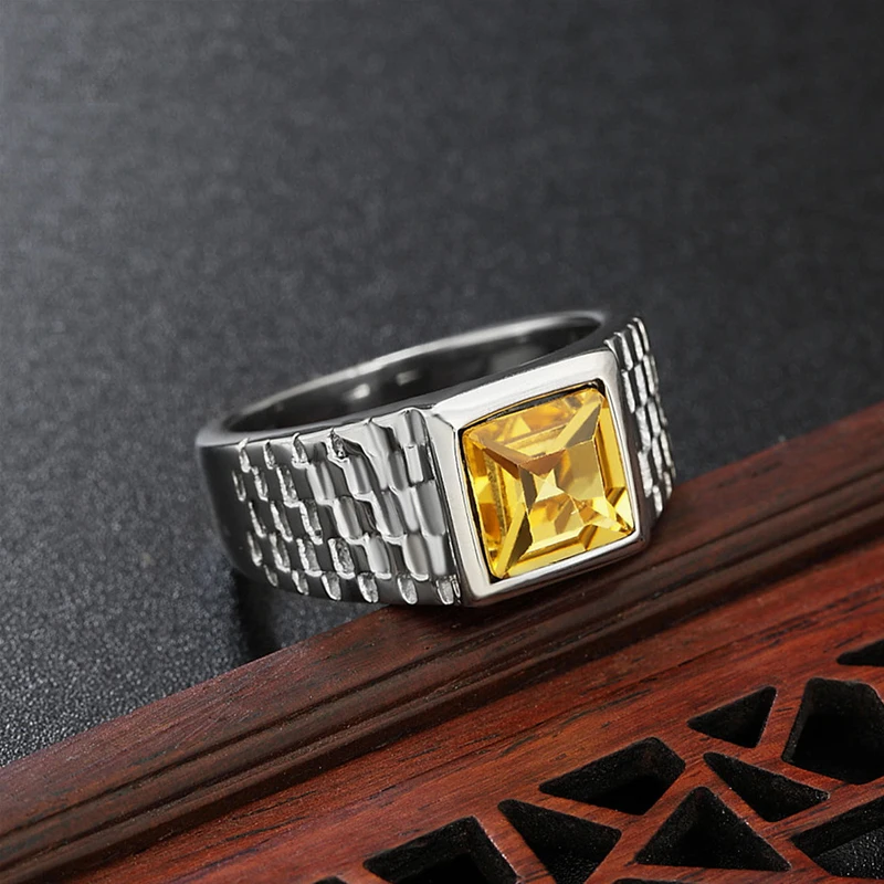 Multi Color Stone Rings for Men Women Hip Hop Punk High Quality Stainless Steel Ring Charm Party Jewelry Gift Dropshipping