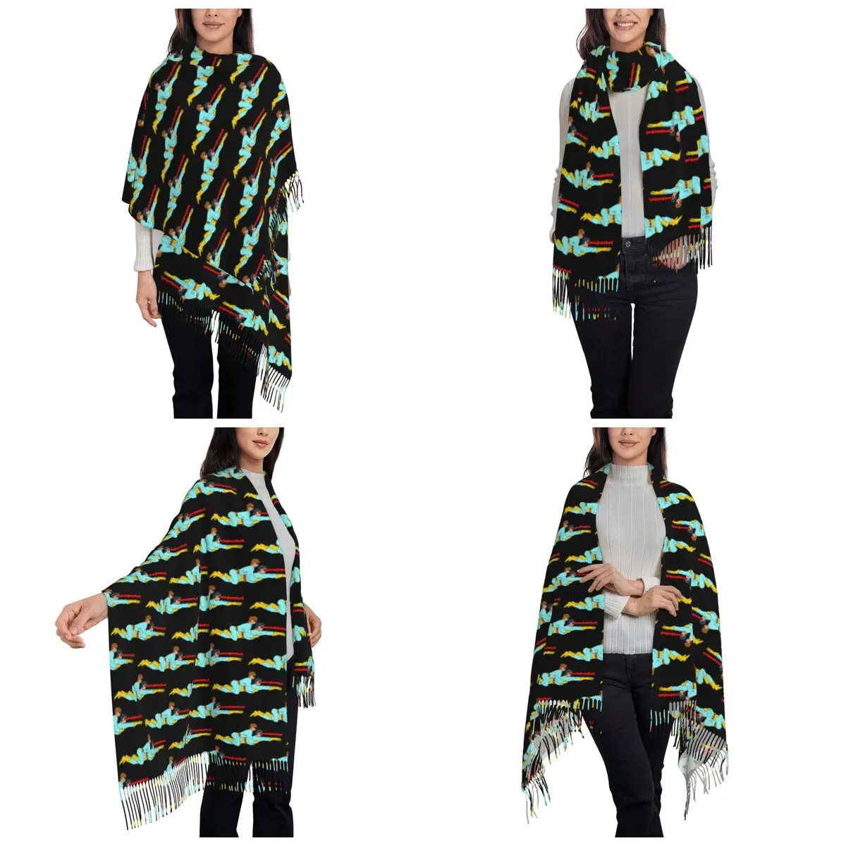 غامض مثلي الجنس الثنائي وشاح شرابة الأوشحة للنساء شالات دافئة لينة ويلتف طويل الخريف الشتاء شال التفاف