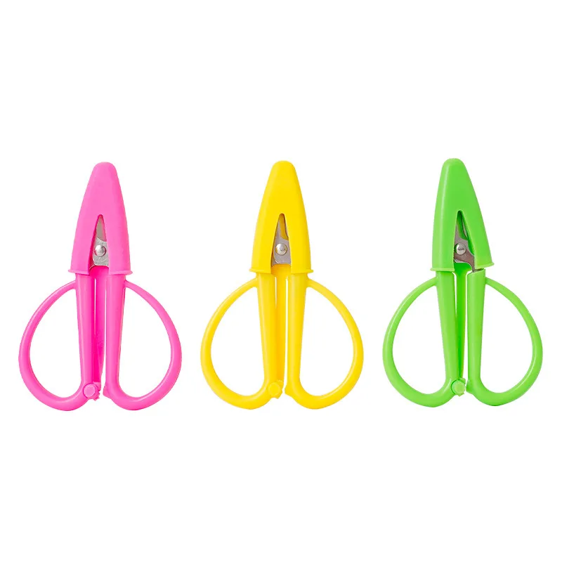 Portable Mini Scissors Art DIY Tools Thread Cutting Embroidery Scissors Students Hand-cut Safety Scissors With Caps Household