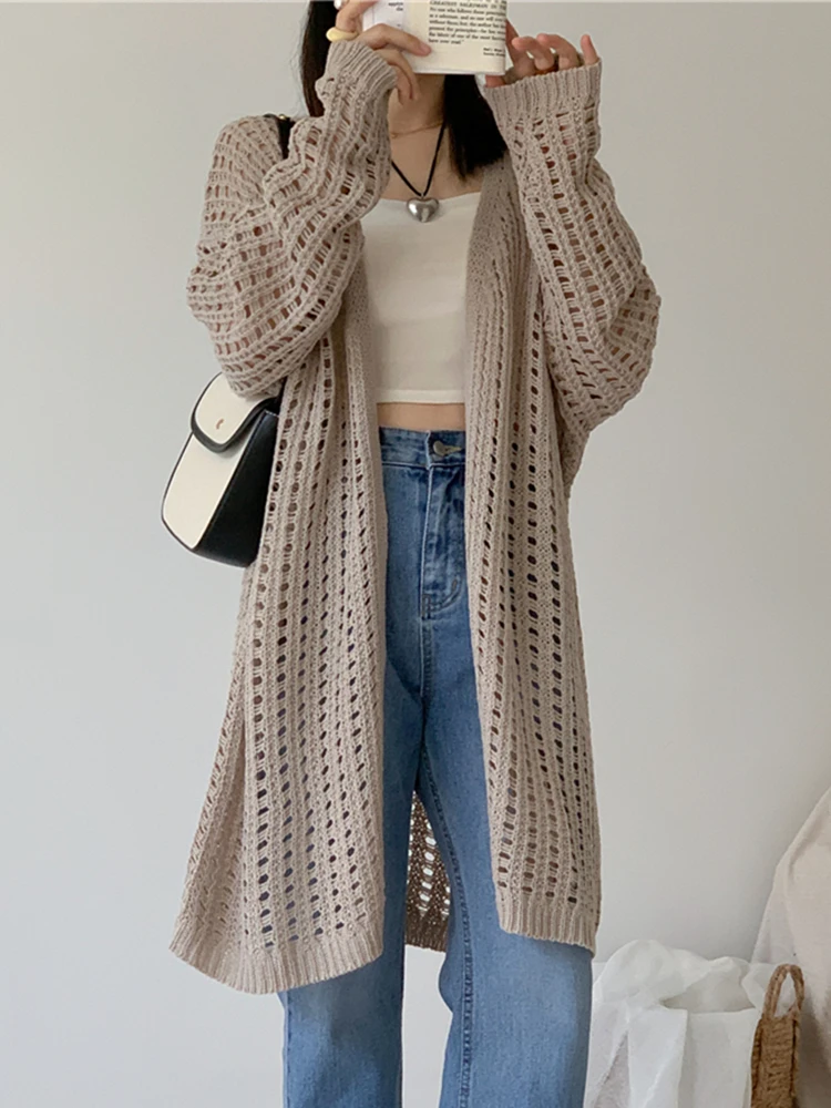 Colorfaith SWC9659JX New 2024 Vintage Elegant Korean Fashion Oversized Knitting Cardigans Women Spring Summer Sweaters Long Tops