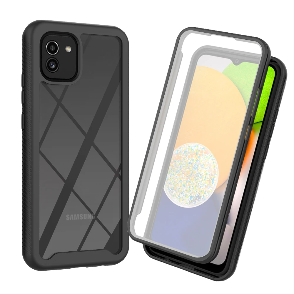 Galaxy A03(166MM) Cover Shockproof Clear PC Case Built-in Screen Protector TPU Bumper Rugged Cover For Samsung Galaxy A03 5G