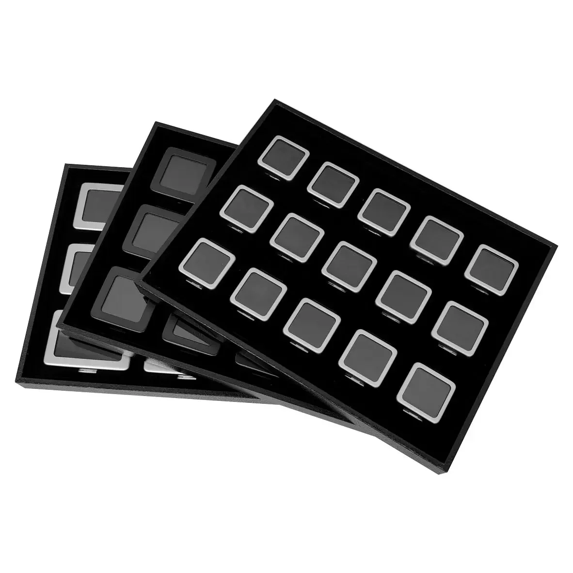 

High Quality Loose Diamond Storage Display Box Tray Metal Gem Display Case Standard Gemstone Jewelry Organizer Gift Box