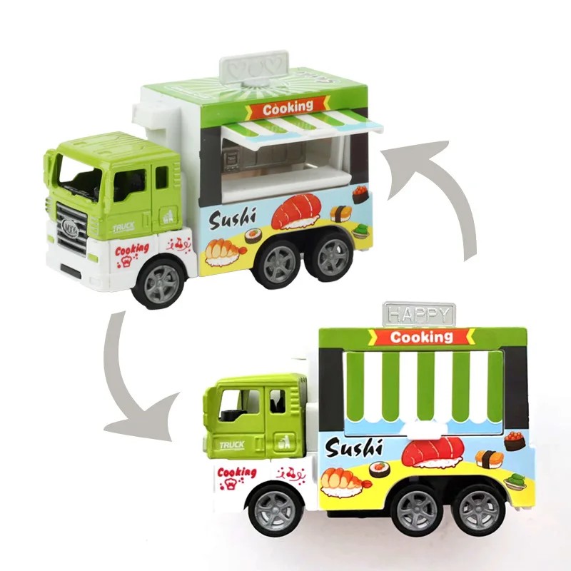 Cute Alloy Dessert Truck Toys 8CM Cooking Ice Cream Pizza Hamburger Pull-back Car Model Toys Decoration Ornaments For Adult Kids