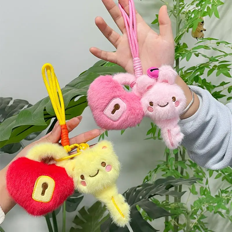 Plush Heart Keychain Cute Love Keyring Bag Charm Accessory Soft Stuffed Animal Doll Toy Car Backpack Purse Decoration Gift