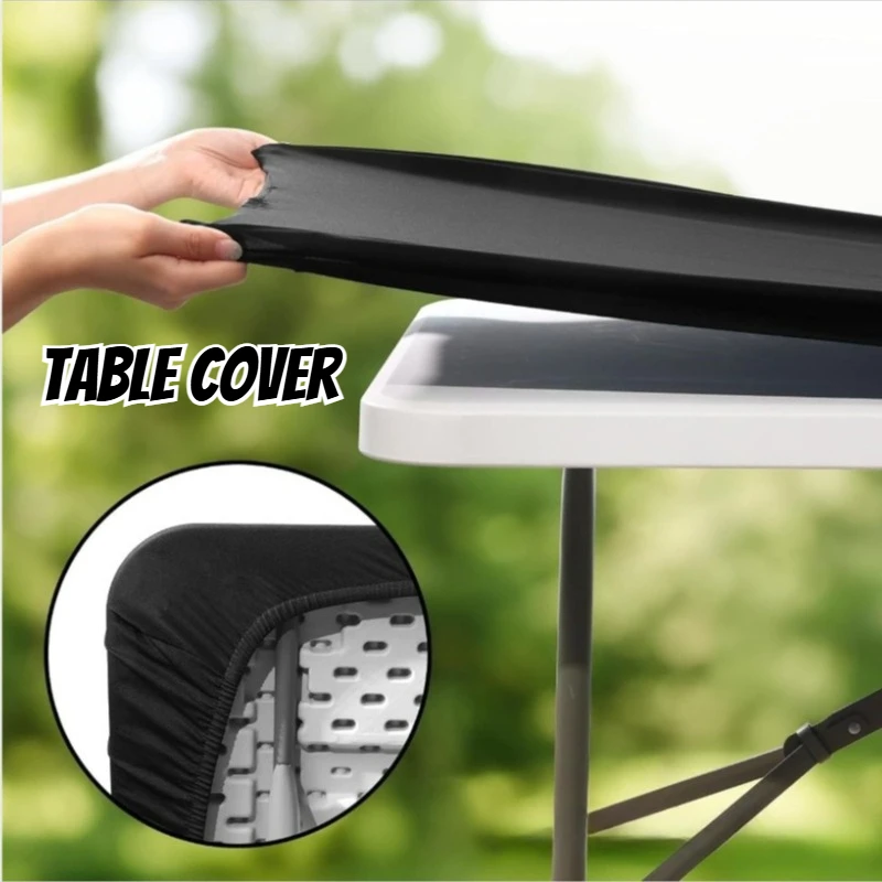 Outdoor Premium Stretch Table Cover Wedding Folding Rectangle Semi Cover Tablecloth Dustproof Milk Silk Table Protector