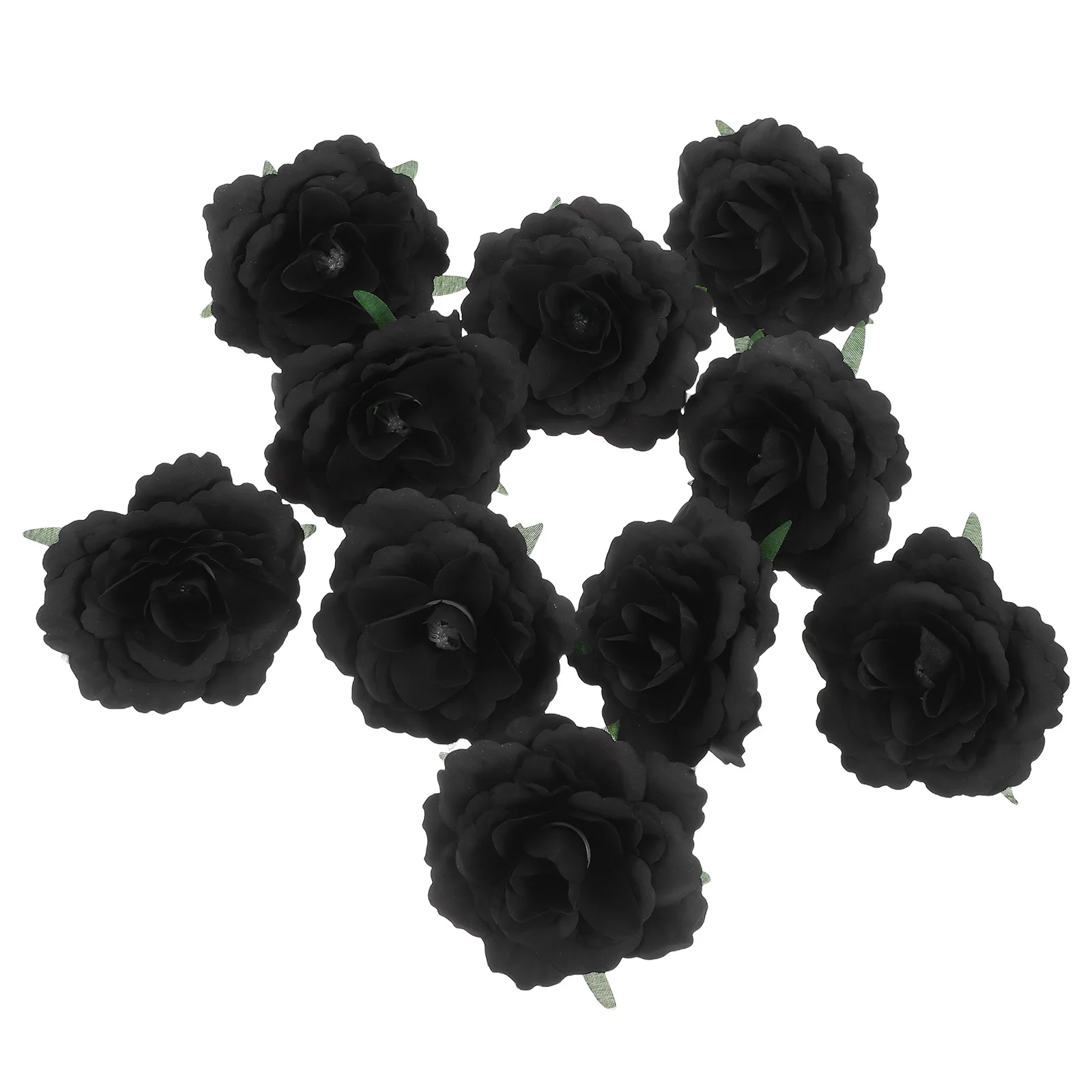 

10pcs Camellia Flower Heads Black Silk Decor Craft Reusable Faux Flowers Home Wedding Black Faux Flowers Display