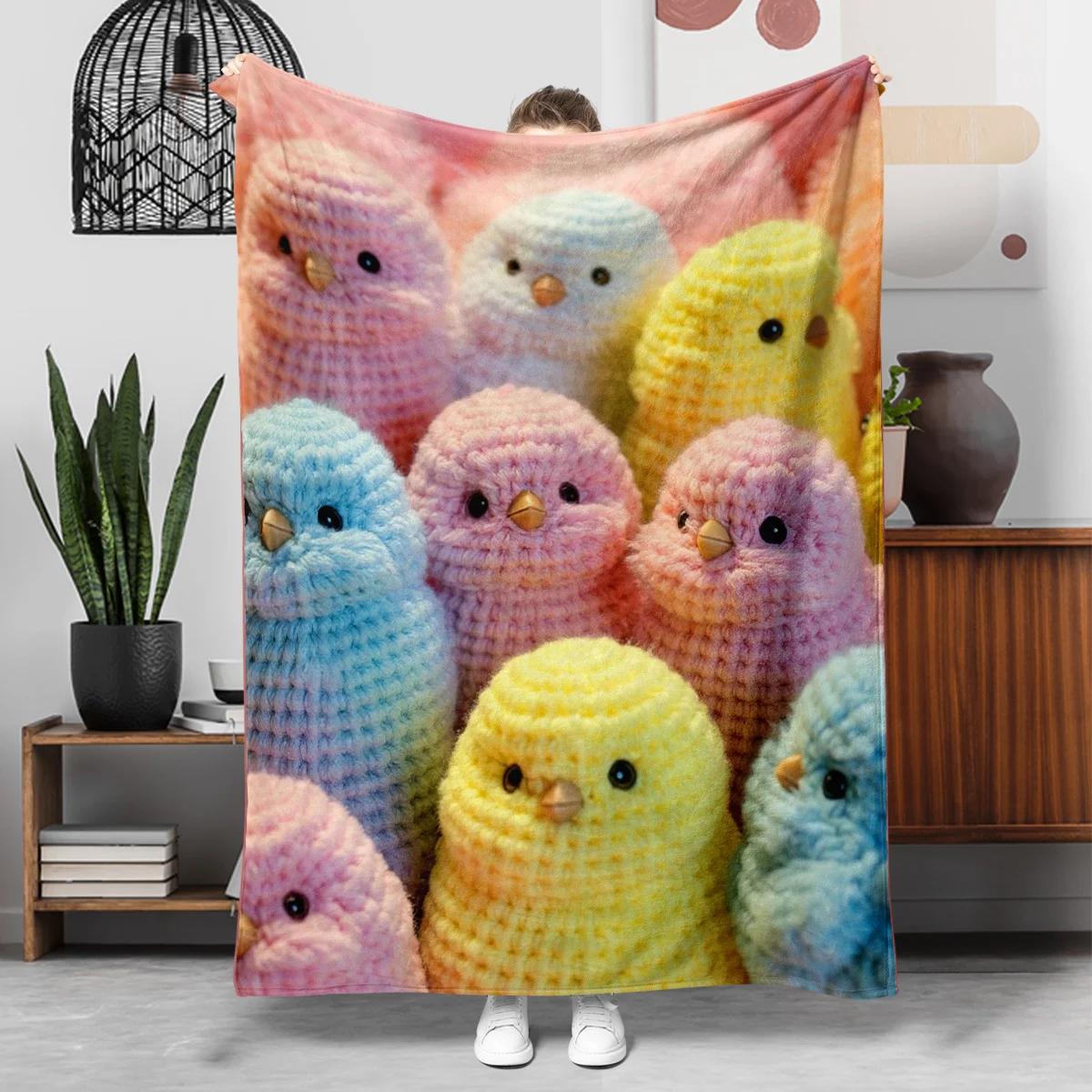 1pc Chick Pattern Flannel Blanket, Lightweight and Soft Blanket, Gift Blanket for Family and Friends. Mother's Day, Father's Day