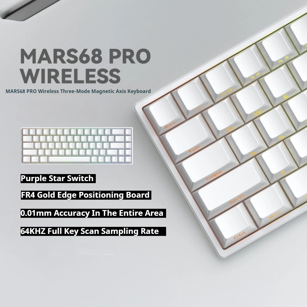 CAROTMAS Mars68 pro Magnetic Switch Gaming Keyboard 0.01mm Quick Trigger Mechanical Keyboard 8K Hot Swap SOCD Wried/Wireless/Bt