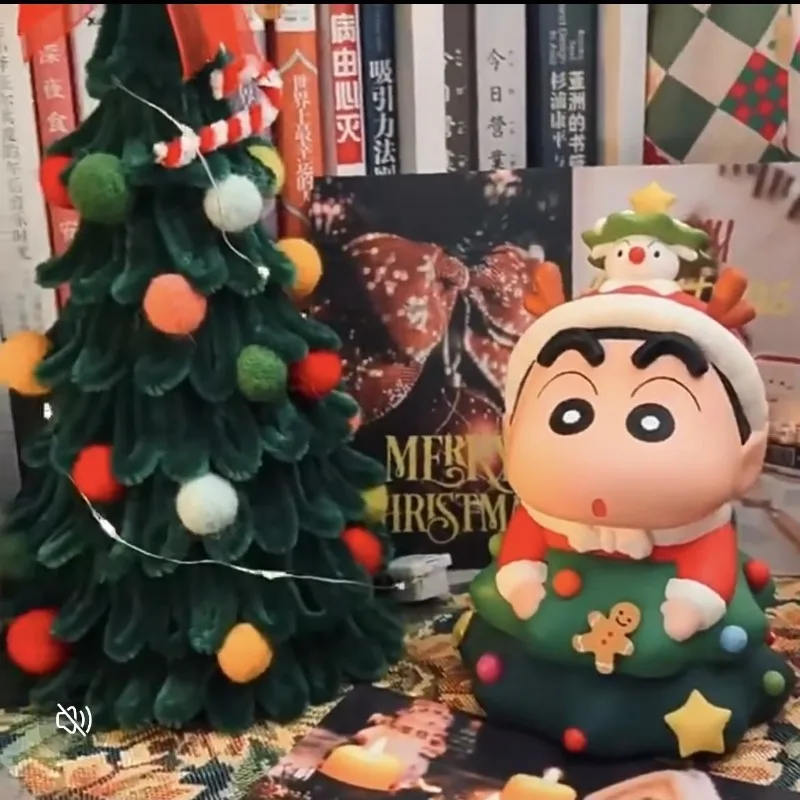 2025Christmas Limited Crayon Shin-chan Figure Christmas Tree Shin-chan Cute Peripheral Doll Desktop Ornament Doll Gift for Women