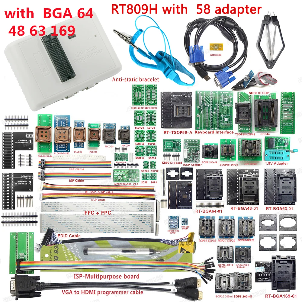 Original Free shipping RT-BGA169-01 BGA169 / BGA153 EMMC Adapter V2.5  RT809H Programmer