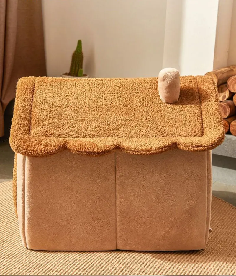 Faltbares Haustierhaus Abnehmbares Waschbares Katzenbett Indoor Warmes Hundebett mit Kissen Geeignet für Kleine Mittlere Große Haustiere – Detail 6