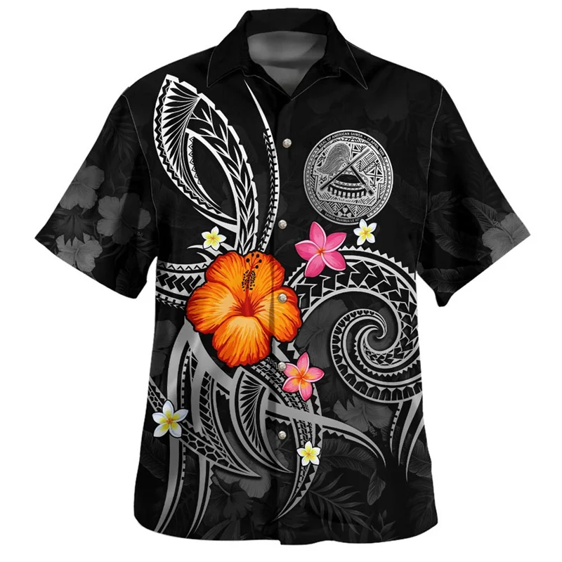 Summer Harajuku 3D Printed Polynesian Samoa Flag Shirts For Men Samoa Coat Of Arms Graphic Shirts & Blouses Fashion Women Shirts