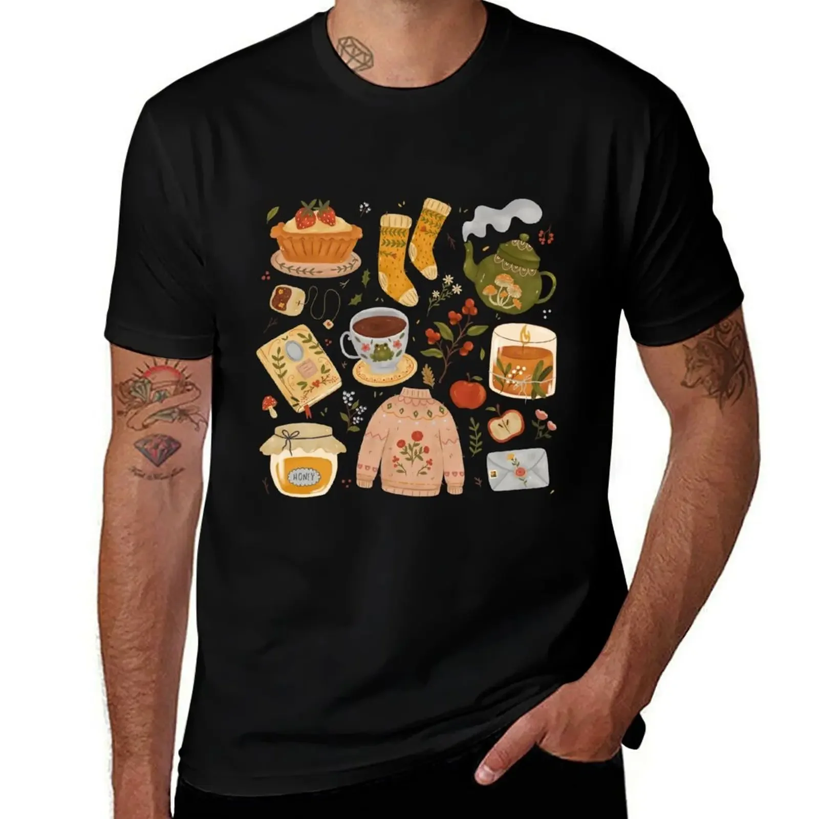 

Cozy Cottage Pattern T-Shirt aesthetic clothes topping anime clothes T-shirt men