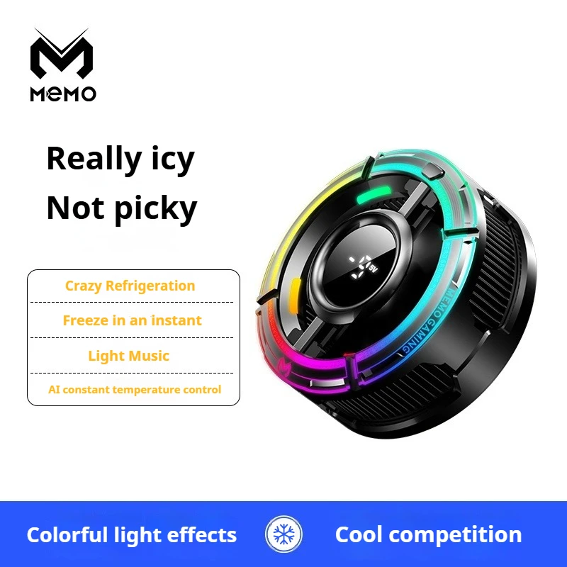 MEMO CX15 Mobile Phone PUBG Game Cooler Semiconductor AI Temperature Control with RGB Light Magnetic Back Clip Cooling Radiator