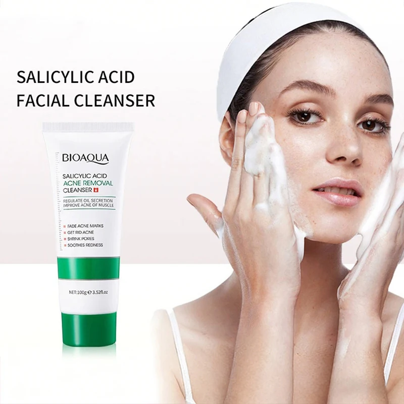 BIOAQUA Salicylic Acid Facial Cleanser  Moisturizing Oil Control Skincare Face Wash Foam Face Cleanser Skin Care