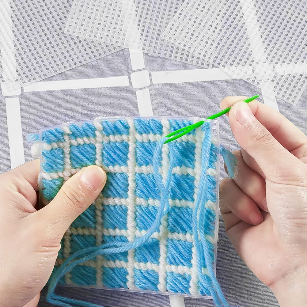 

20 Pcs Cross Stitch Mesh Bag Making Materials Plastic Piece White Canvas for Crochet Projects