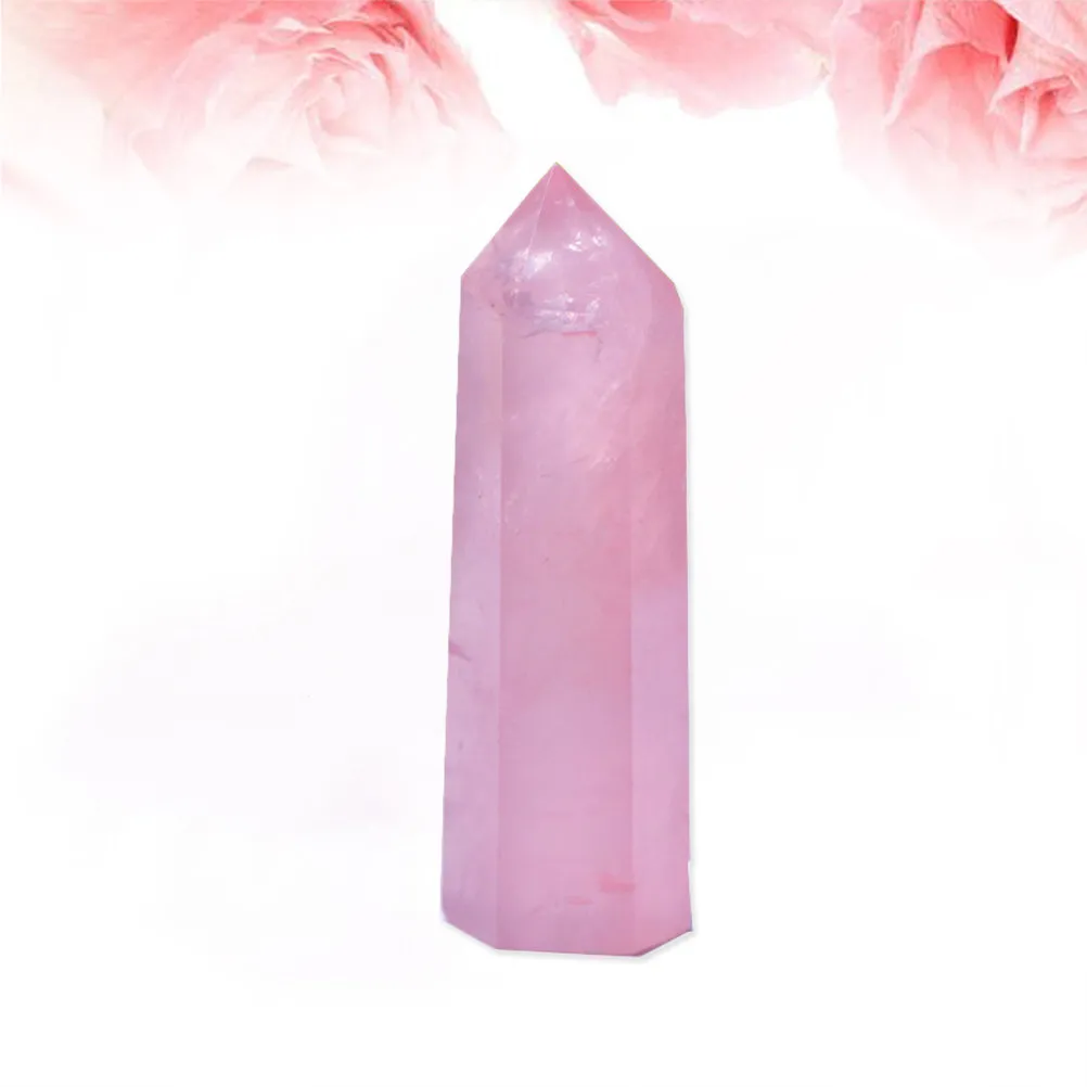 Pink Quartz Six-Sided Crystal Points Healing Chakra Stones Self-Standing Faceted Wands Carved Energy Charged