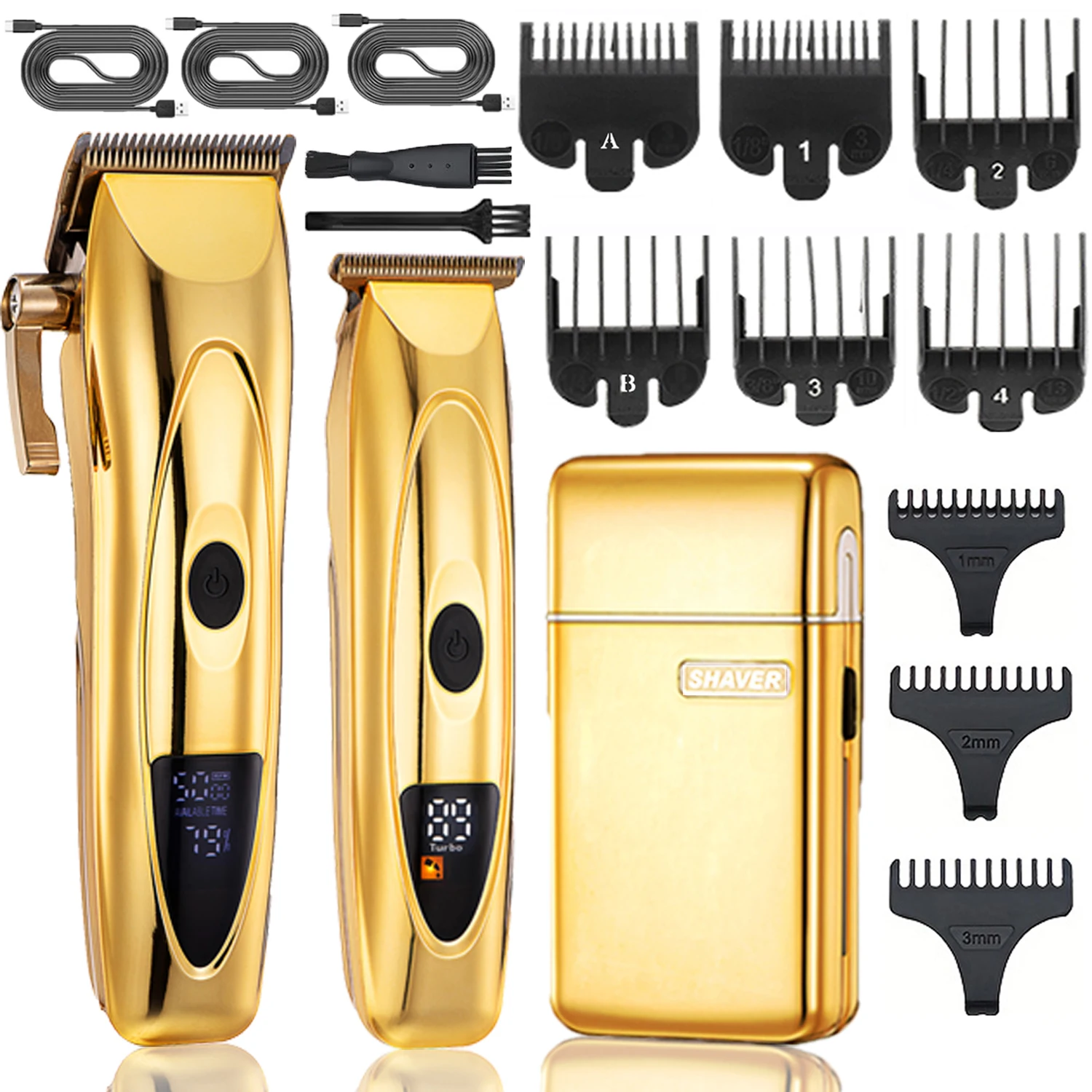 

Профессиональные машинки для стрижки волос, электрические бритвы, мужские бритвы, набор из 3 предметов, перезаряжаемые машинки для стрижки волос и триммеры, беспроводной триммер для бороды
