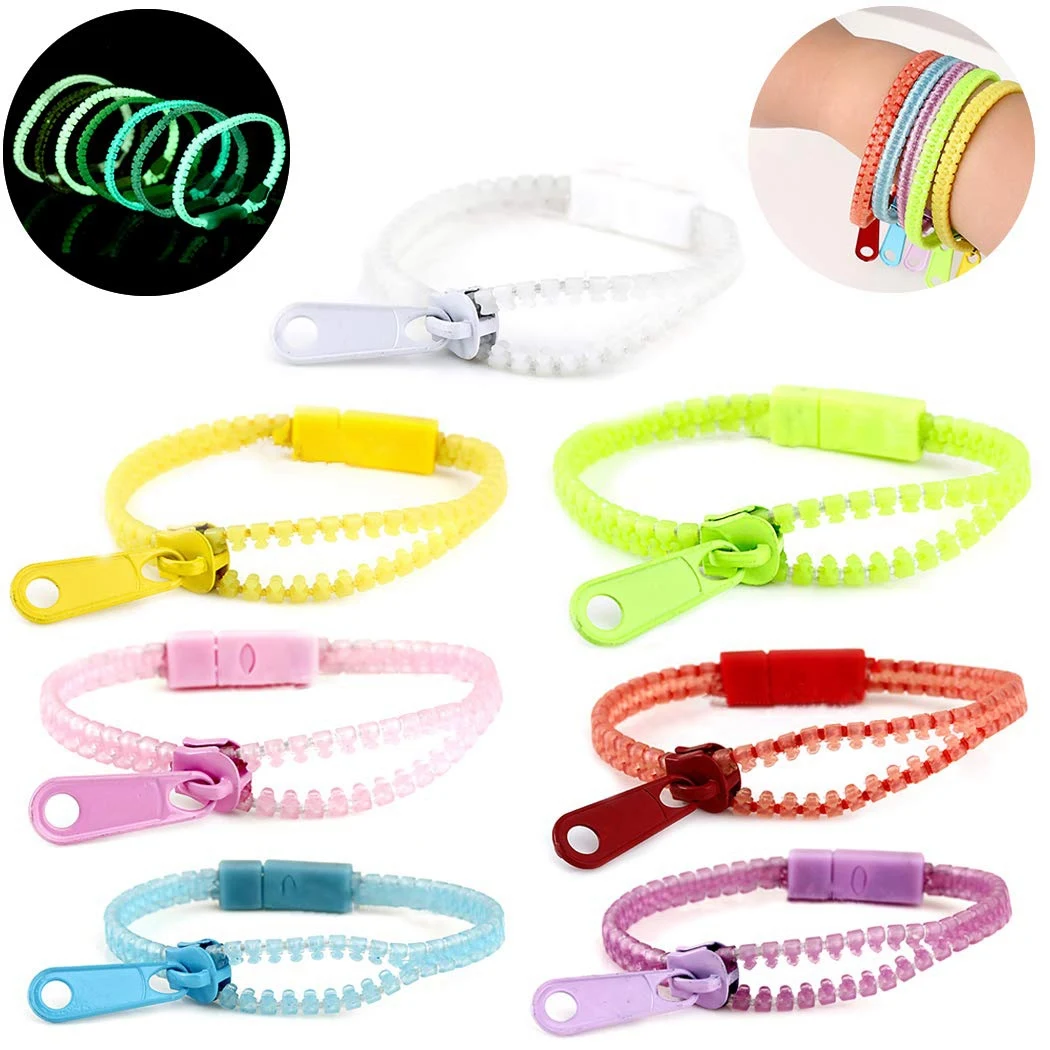 Children Kids Charm Zip Bracelet/Bangle Zipper Fluorescent Red