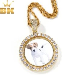TBTK Two-sided Photos Pendants Fashion Jewelry For Men And Women DIY Spin Photo Necklace Charms Rope Chain Dropshipping