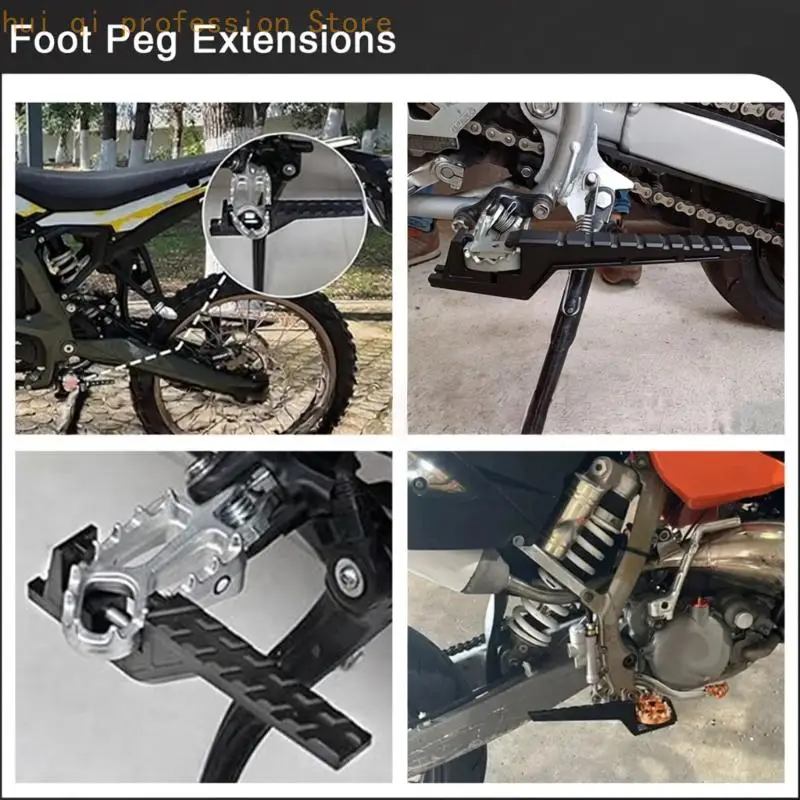 Hintere Soziusfußrastenverlängerungen für Motorräder, anschraubbares, verstellbares Paar aus Aluminium mit längerem Trittdetail – Detail 4