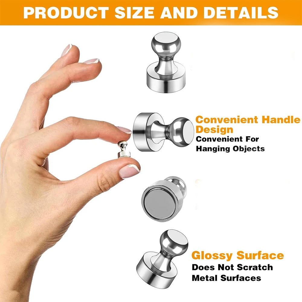 32Pcs Magnetic Needle Neodymium Magnet Pin Plate Magnet Plate Tapered Magnet Extra Strong Magnet for Home Storage