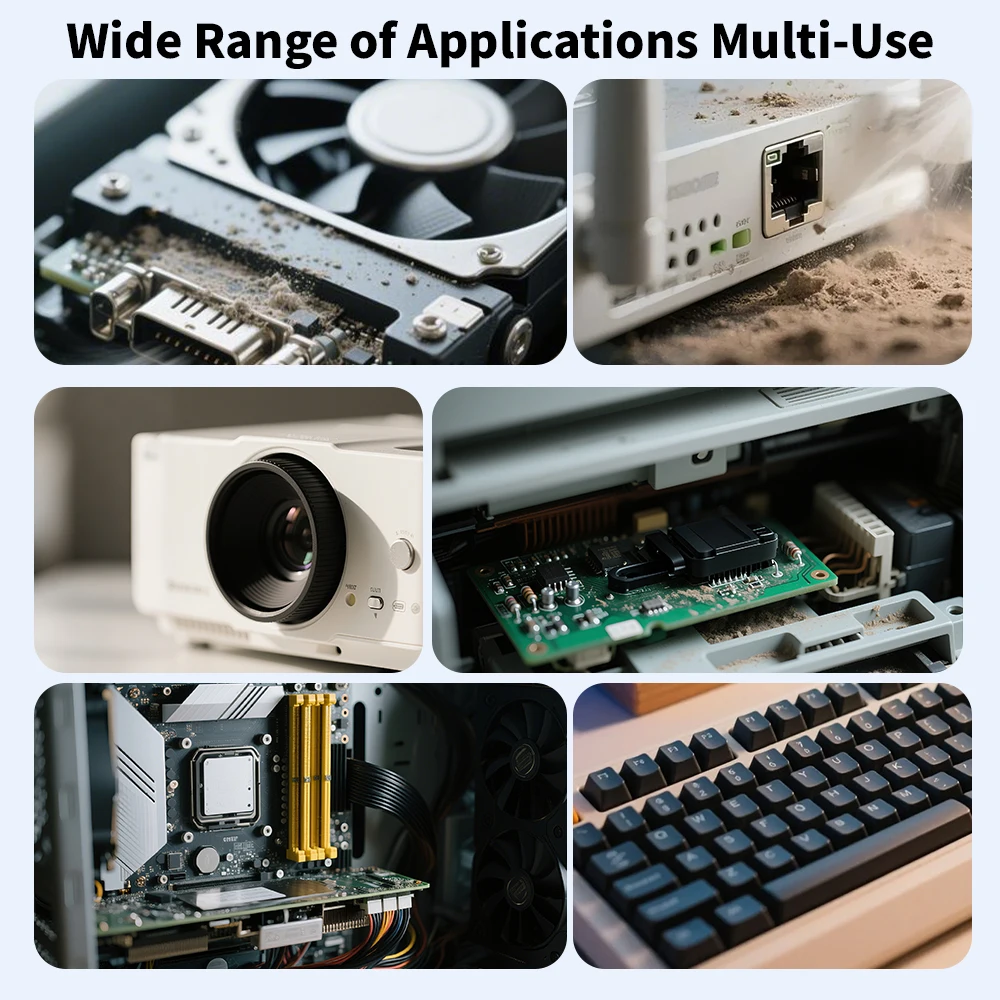 منفضة هواء كهربائية FOURQ-100000 دورة في الدقيقة منفضة هواء لاسلكية فائقة الطاقة للكمبيوتر ولوحة المفاتيح والخارجية والمنزل والسيارة