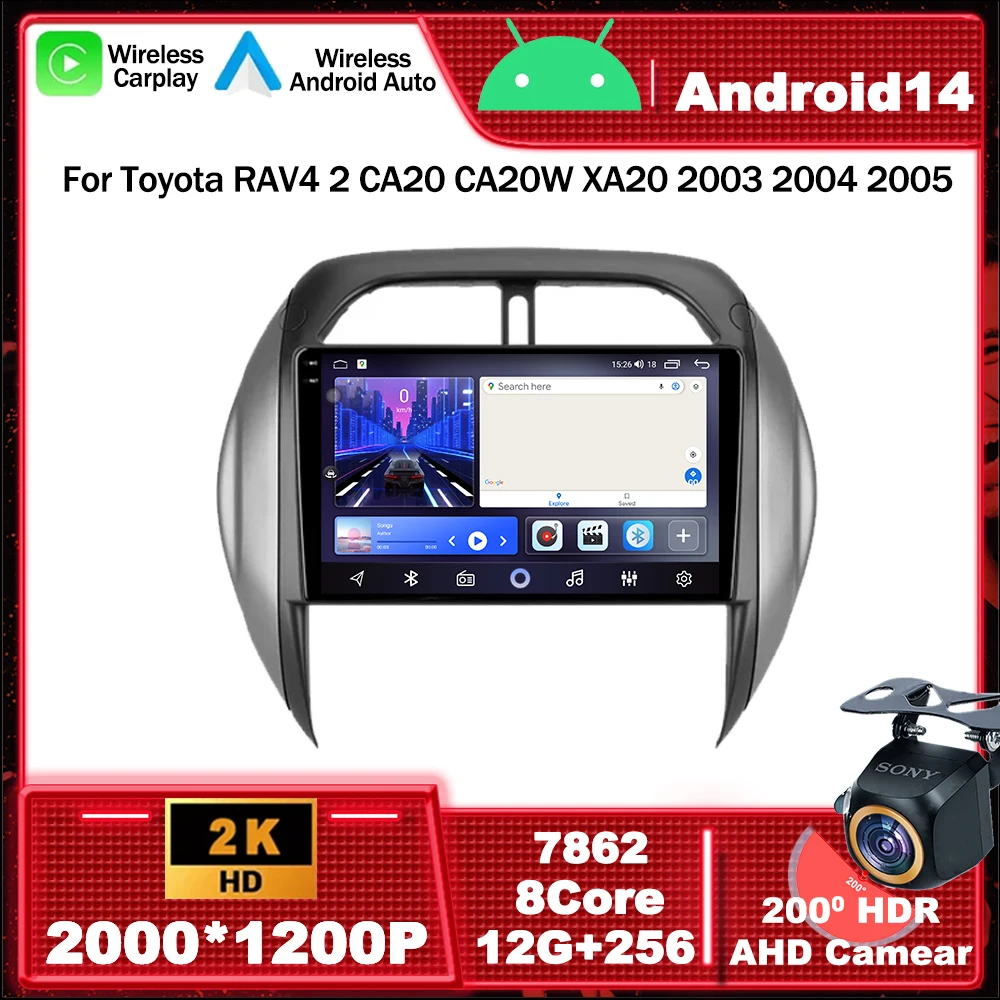 

Android14 For Toyota RAV4 2 CA20 CA20W XA20 2003 2004 2005 Car Radio Multimedia Video Player Navigation GPS Wifi Dash Cam 4G BT